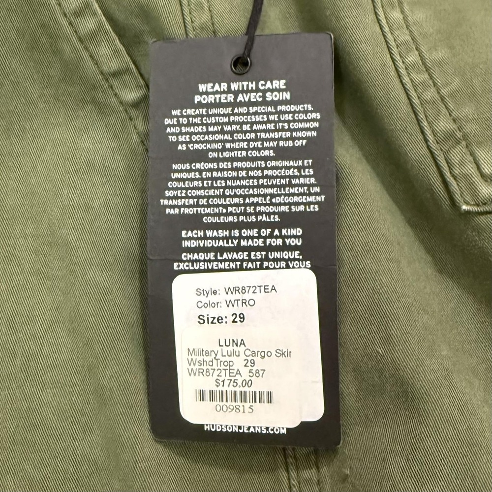 Hudson Luna Military Lulu Cargo Skirt Women's 29 Green Raw Edge Utility Casual - Picture 8 of 11
